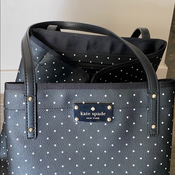 Black and white polka dotted Kate Spade tote - Picture 2 of 8